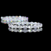 14K White Gold Large Oval Hoop Earrings with East-West Prong Set Lab Diamonds - 7.72 Carat Total Weight - Covaloro Fine Jewelry