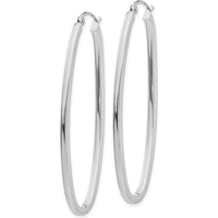 14K White Gold Large Oval Hoop Earrings with Polished Finish - Rhodium Plated by 0