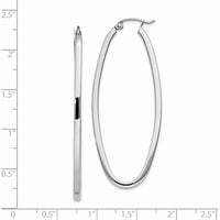 14K White Gold Large Oval Hoop Earrings with Polished Finish - Rhodium Plated by 0