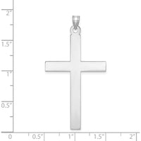 14K White Gold Large Polished Cross Pendant - Rhodium Plated by Oro Pregiato