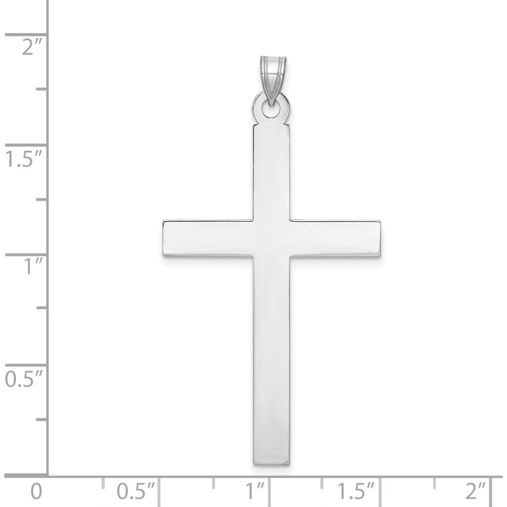 14K White Gold Large Polished Cross Pendant - Rhodium Plated by Oro Pregiato