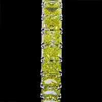 14K White Gold Large Radiant Cut Hoop Earrings with Fancy Vivid Yellow Lab-Grown Diamonds - 22.77 Carat Total Weight - Covaloro Fine Jewelry