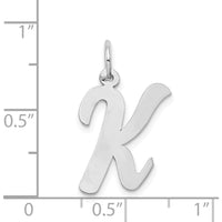 14K White Gold Large Script Letter K Initial Charm - Polished Rhodium Finish by Oro Pregiato