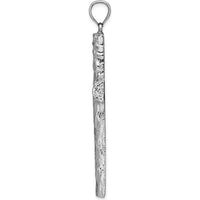 14K White Gold Large Tree Textured Cross Pendant with Rhodium Plating - 58.5mm Length by Oro Pregiato