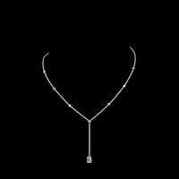 14K White Gold Lariat Necklace with 1.02 Carat Emerald Cut Lab Diamond and 0.41 Carat Brilliant Cut Lab Diamonds - 1.43 Carat Total Weight - Covaloro Fine Jewelry