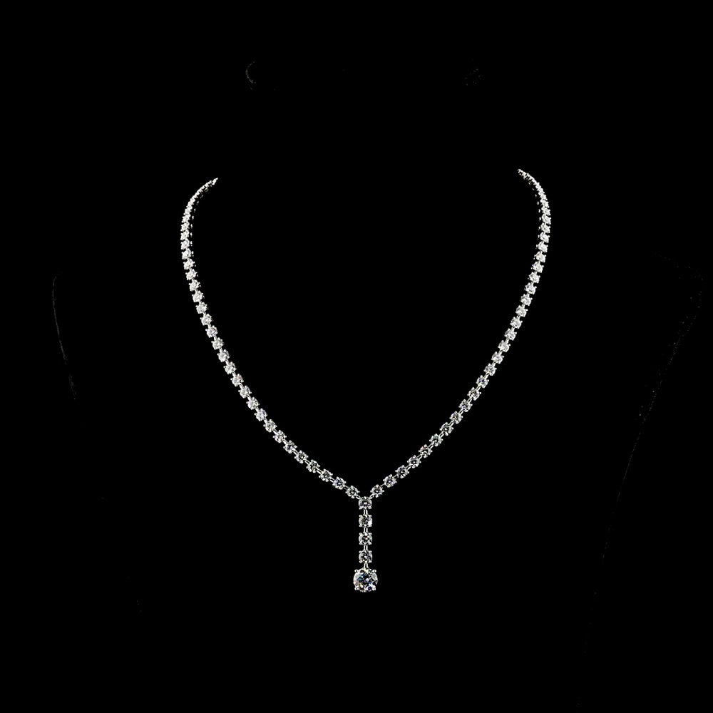 14K White Gold Lariat Necklace with 1.53 Carat Brilliant Cut Lab Diamond Center and 66 Round Cut Lab Diamonds - 11.54 Carat Total Diamond Weight - Covaloro Fine Jewelry