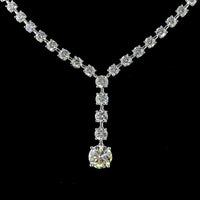 14K White Gold Lariat Necklace with 1.53 Carat Brilliant Cut Lab Diamond Center and 66 Round Cut Lab Diamonds - 11.54 Carat Total Diamond Weight - Covaloro Fine Jewelry