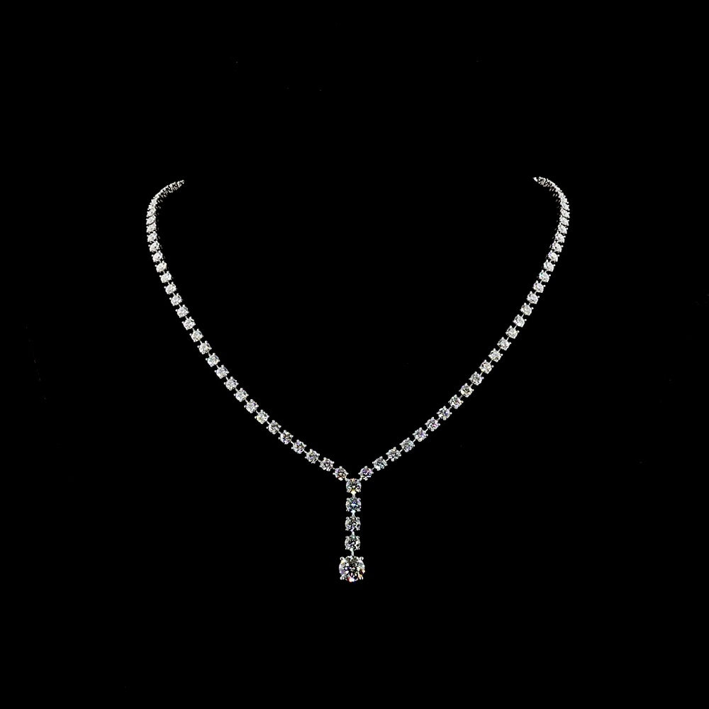 14K White Gold Lariat Necklace with 12.17 Carat Lab-Grown D VS1 Round Brilliant Diamonds - IGI Certified - Covaloro Fine Jewelry