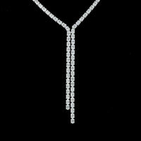 14K White Gold Lariat Necklace with 137 Prong-Set Oval Cut Lab Diamonds - 13.74 Carats Total Diamond Weight - Covaloro Fine Jewelry