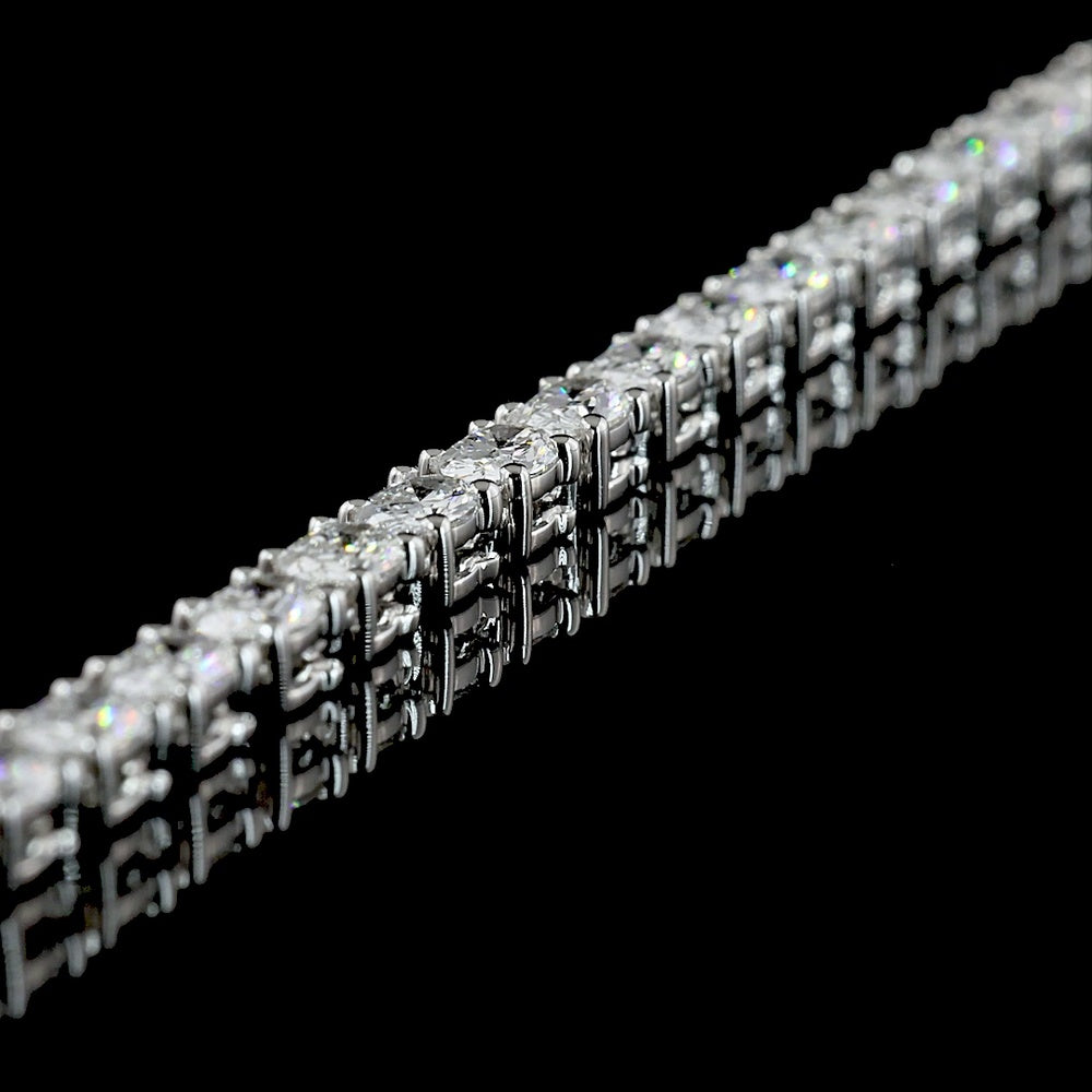 14K White Gold Lariat Necklace with 137 Prong-Set Oval Cut Lab Diamonds - 13.74 Carats Total Diamond Weight - Covaloro Fine Jewelry
