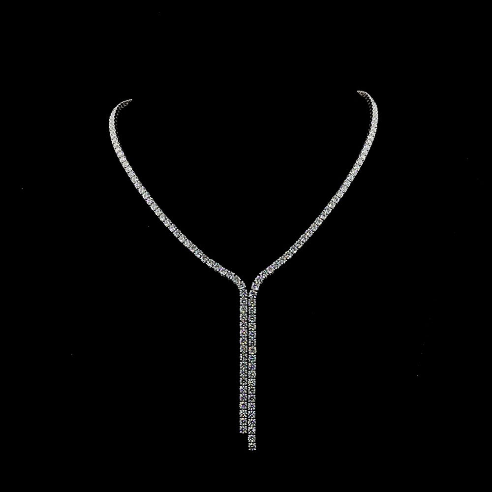 14K White Gold Lariat Necklace with 165 Brilliant Cut Lab Diamonds - 20.45 Carat Total Weight, E-F Color & VS2 Clarity - Covaloro Fine Jewelry