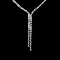 14K White Gold Lariat Necklace with 165 Brilliant Cut Lab Diamonds - 20.45 Carat Total Weight, E-F Color & VS2 Clarity - Covaloro Fine Jewelry