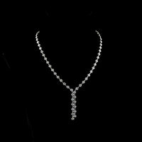 14K White Gold Lariat Necklace with 67 Round Brilliant Cut Lab-Grown Diamonds - 8.60 Carat Total Diamond Weight - Covaloro Fine Jewelry