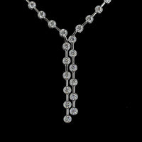 14K White Gold Lariat Necklace with 67 Round Brilliant Cut Lab-Grown Diamonds - 8.60 Carat Total Diamond Weight - Covaloro Fine Jewelry
