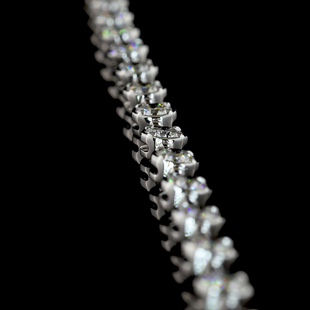 14K White Gold Lariat Necklace with 67 Round Brilliant Cut Lab-Grown Diamonds - 8.60 Carat Total Diamond Weight - Covaloro Fine Jewelry