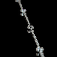 14K White Gold Lariat Necklace with 9 Bezel-Set Round Lab Diamonds and 1.04 Carat Prong-Set Emerald Cut Lab Diamond Center - 1.46 Carat Total Diamond Weight - Covaloro Fine Jewelry