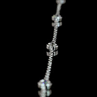 14K White Gold Lariat Necklace with 9 Bezel-Set Round Lab Diamonds and 1.04 Carat Prong-Set Emerald Cut Lab Diamond Center - 1.46 Carat Total Diamond Weight - Covaloro Fine Jewelry