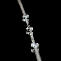 14K White Gold Lariat Necklace with Bezel Set Oval Cut Lab Diamond and Brilliant Accent Diamonds - 1.51 Carat Total Diamond Weight - Covaloro Fine Jewelry