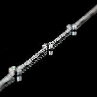 14K White Gold Lariat Necklace with Bezel Set Oval Cut Lab Diamond and Brilliant Accent Diamonds - 1.51 Carat Total Diamond Weight - Covaloro Fine Jewelry