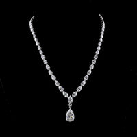 14K White Gold Lariat Necklace with Graduated Pear-Cut Lab Diamonds - 35.93 Carat Total Diamond Weight - Covaloro Fine Jewelry
