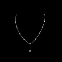 14K White Gold Lariat Necklace with Heart, Oval, and Round Lab Diamonds - 4.01 Carats Total Diamond Weight - Covaloro Fine Jewelry