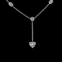 14K White Gold Lariat Necklace with Heart, Oval, and Round Lab Diamonds - 4.01 Carats Total Diamond Weight - Covaloro Fine Jewelry