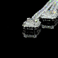14K White Gold Lariat Necklace with North-South Radiant Cut Lab Diamonds and Brilliant Round Diamond Chain - 14.70 Carats Total Diamond Weight - Covaloro Fine Jewelry