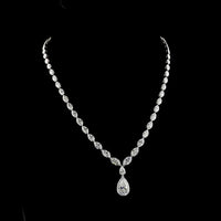 14K White Gold Lariat Necklace with Pear and Marquise Cut Lab Diamonds - 13.78 Carat Total Diamond Weight - Covaloro Fine Jewelry