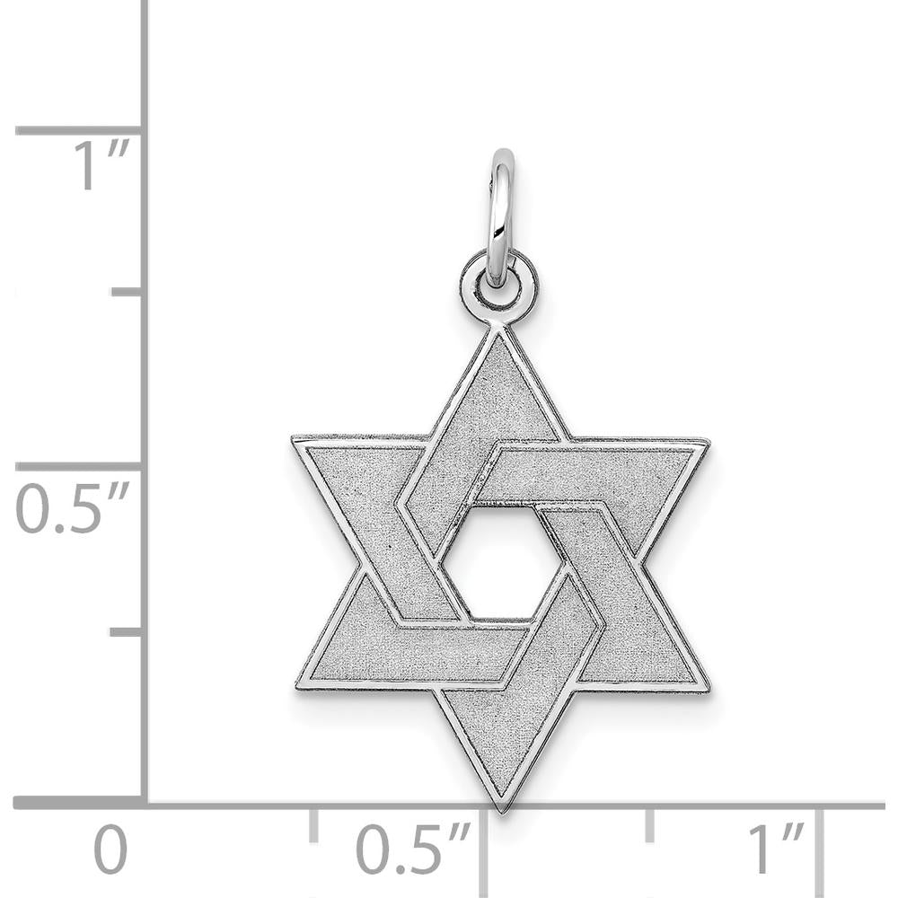14K White Gold Laser Cut Star of David Pendant with Rhodium Plating - 26mm x 17mm by Oro Pregiato