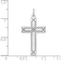 14K White Gold Laser Designed Cross Pendant - 33mm Length, 17mm Width by Oro Pregiato