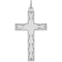 14K White Gold Laser Designed Cross Pendant - Polished & Rhodium Plated by Oro Pregiato