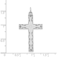 14K White Gold Laser Designed Cross Pendant - Polished & Rhodium Plated by Oro Pregiato