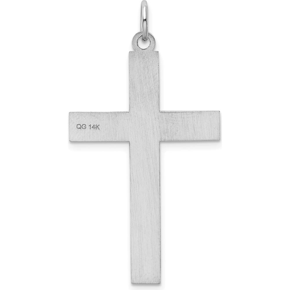 14K White Gold Laser Designed Cross Pendant - Polished & Rhodium Plated by Oro Pregiato