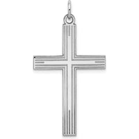 14K White Gold Laser Designed Cross Pendant - Polished with Rhodium Plating by Oro Pregiato