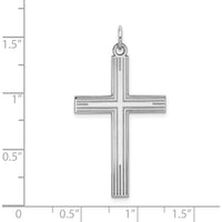 14K White Gold Laser Designed Cross Pendant - Polished with Rhodium Plating by Oro Pregiato