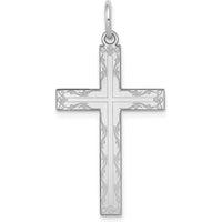 14K White Gold Laser Designed Cross Pendant with Polished and Rhodium Plated Finish. by Oro Pregiato