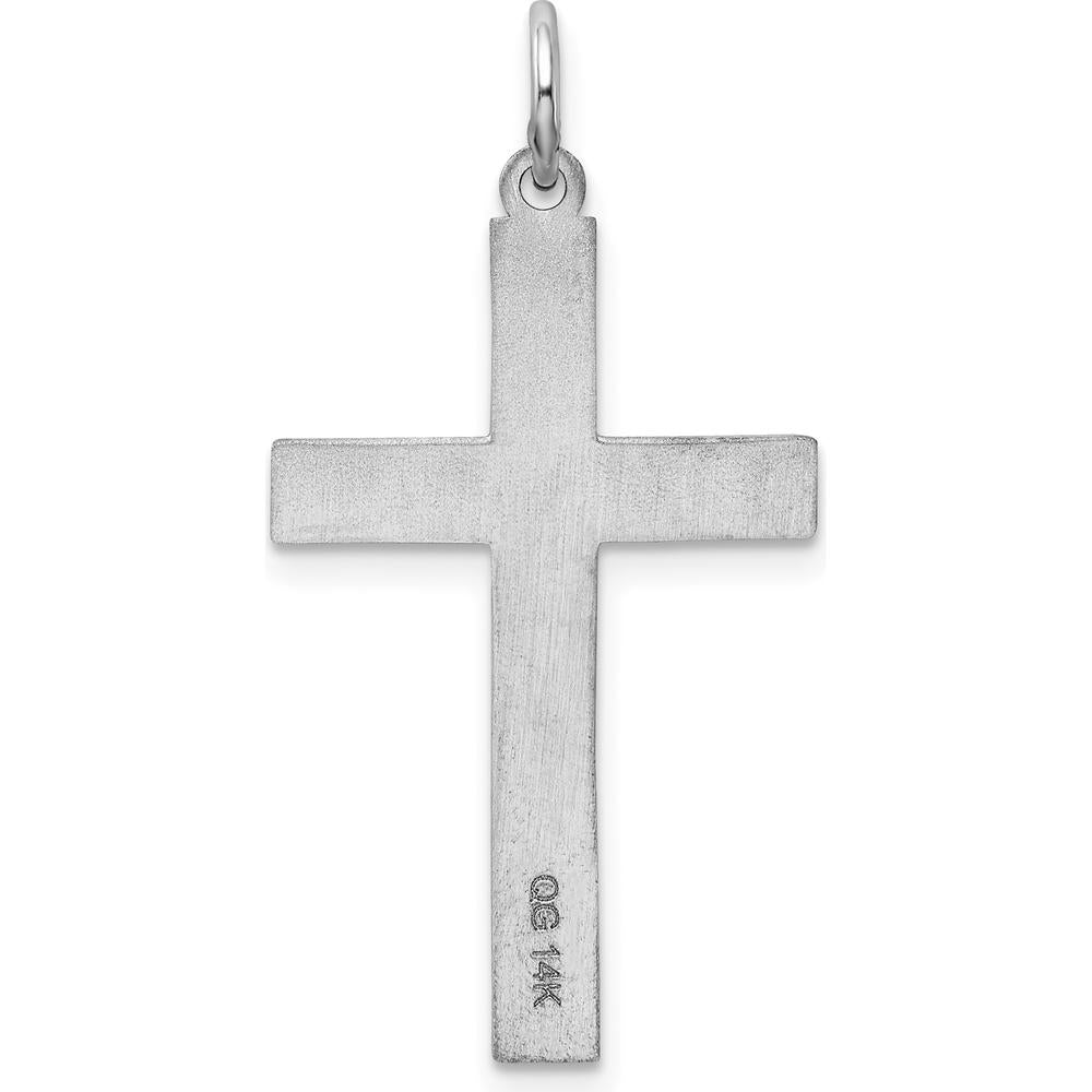 14K White Gold Laser Designed Cross Pendant with Polished and Rhodium Plated Finish. by Oro Pregiato