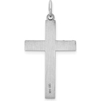 14K White Gold Laser Designed Cross Pendant with Rhodium Plating - 33mm Length by Oro Pregiato