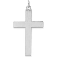 14K White Gold Laser Designed Cross Pendant with Rhodium Plating - 40mm Length by Oro Pregiato