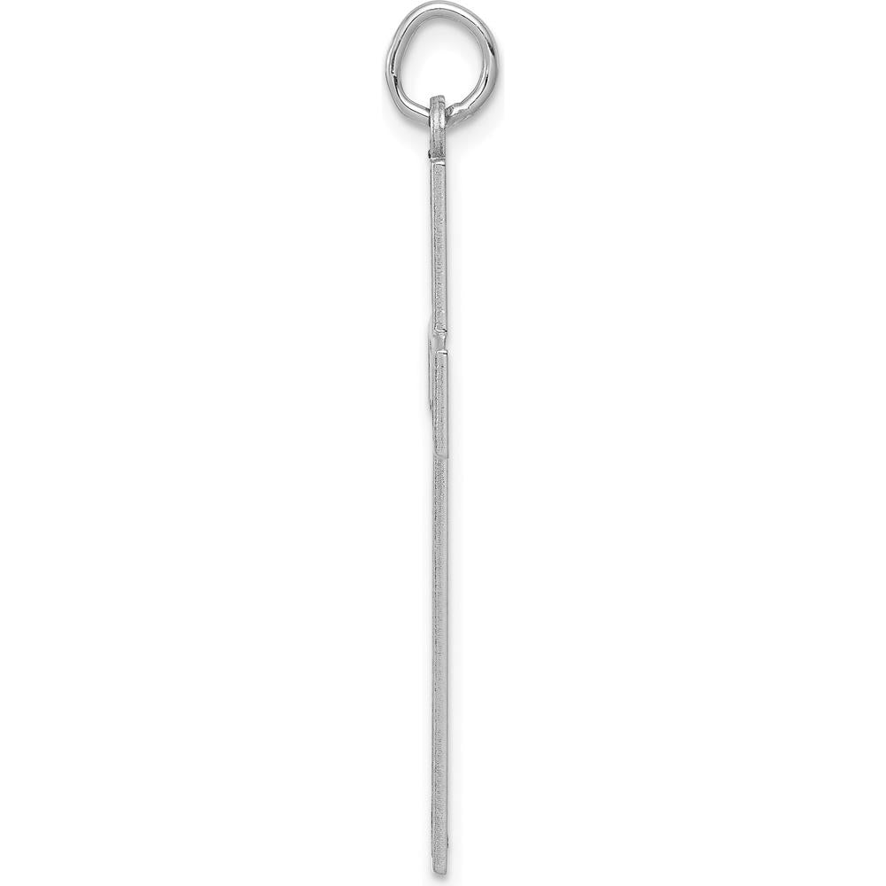 14K White Gold Laser Designed Cross Pendant with Rhodium Plating by Oro Pregiato