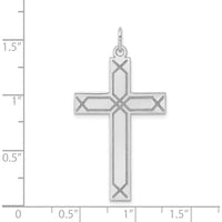 14K White Gold Laser Designed Cross Pendant with Rhodium Plating by Oro Pregiato