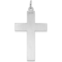 14K White Gold Laser Designed Cross Pendant with Rhodium Plating by Oro Pregiato