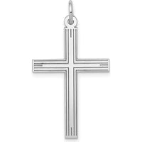 14K White Gold Laser Designed Cross Pendant with Rhodium Plating by Oro Pregiato