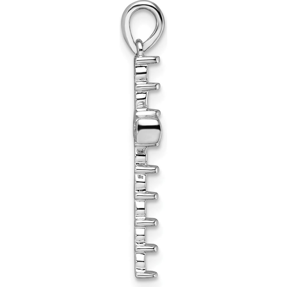 14K White Gold Latin Cross Pendant Mounting with Round Stone Center and Accents - 0.06 Carat Total Weight by Oro Pregiato