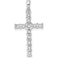 14K White Gold Latin Cross Pendant Mounting with Round Stone Center and Accents - 0.06 Carat Total Weight by Oro Pregiato