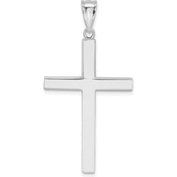 14K White Gold Latin Cross Pendant - Polished Finish with Rhodium Plating by Oro Pregiato