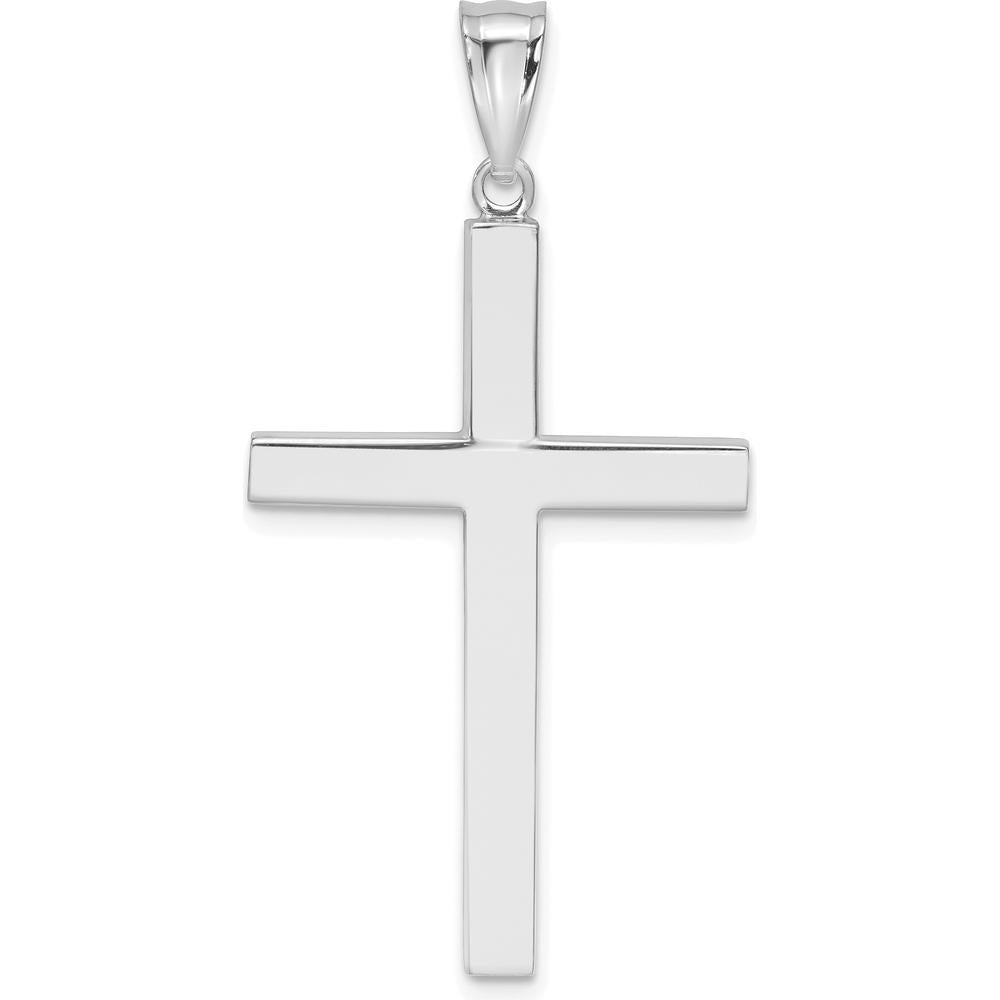 14K White Gold Latin Cross Pendant - Polished Finish with Rhodium Plating by Oro Pregiato