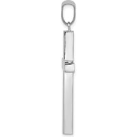 14K White Gold Latin Cross Pendant - Polished Finish with Rhodium Plating by Oro Pregiato