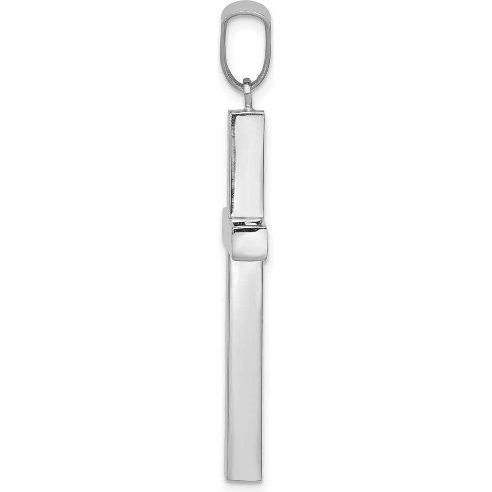 14K White Gold Latin Cross Pendant - Polished Finish with Rhodium Plating by Oro Pregiato
