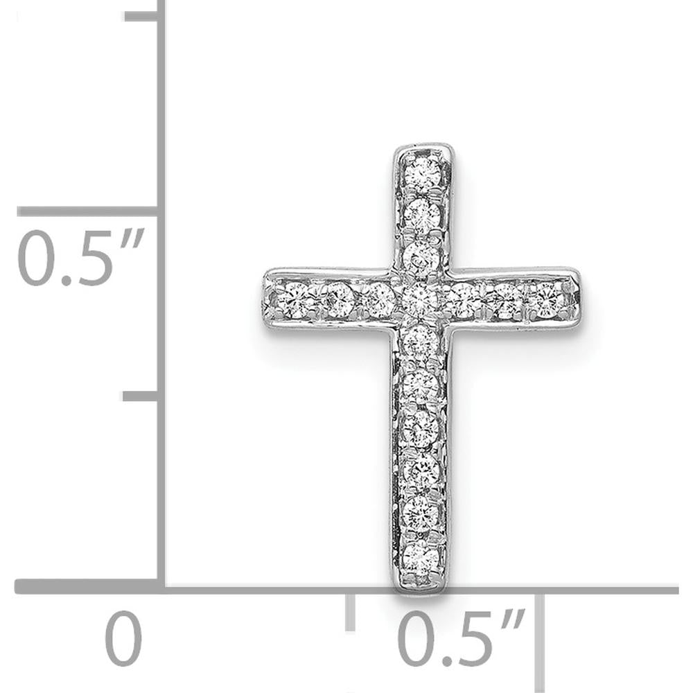 14K White Gold Latin Cross Pendant with 1/6 Carat Round Diamonds - 15mm by Monteluci Fine Jewelry